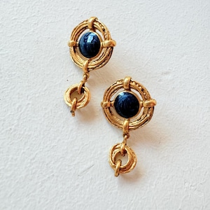 Vintage Blue Etruscan Earrings