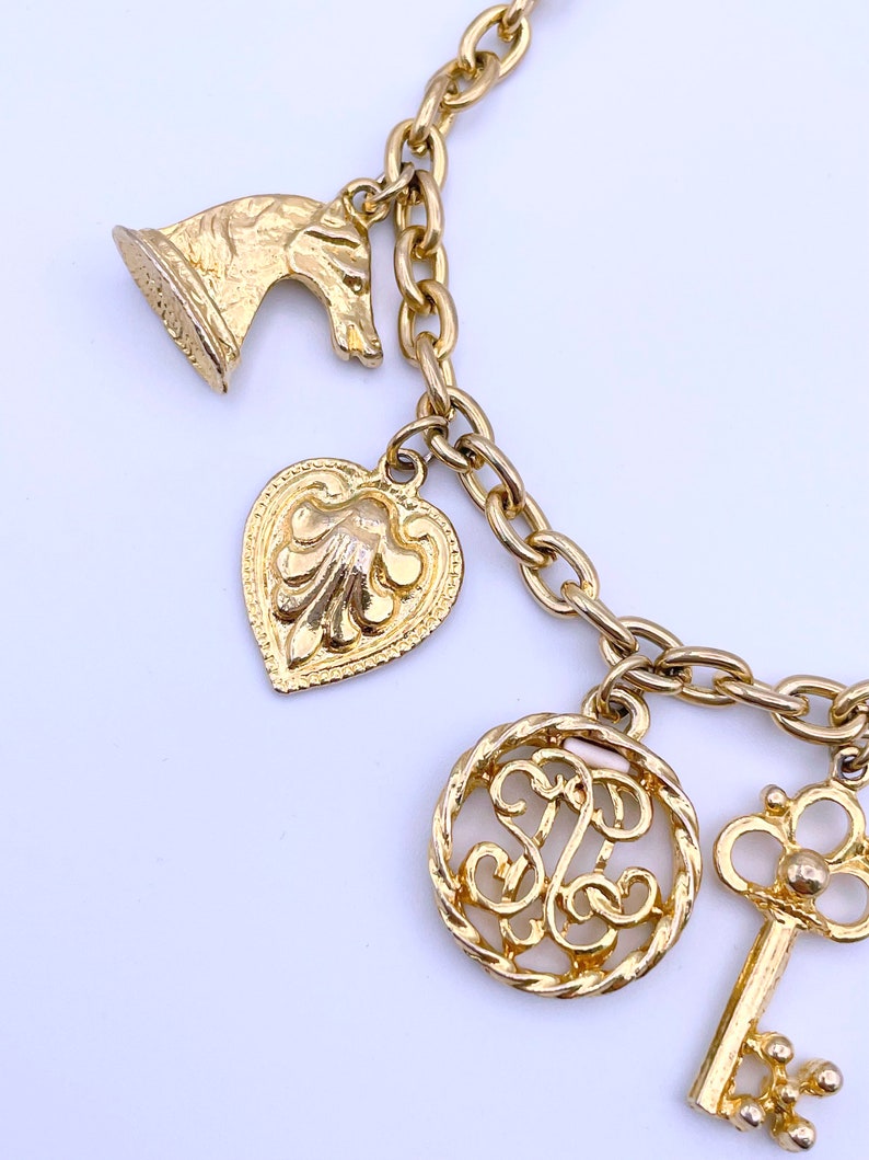 Vintage Gold Charm Bracelet Etsy