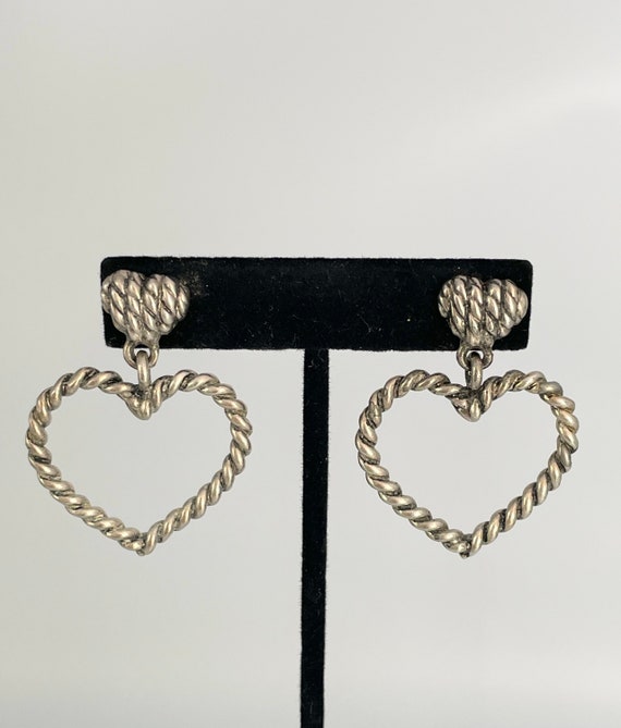 Vintage Anne Klein Silver Heart Earring