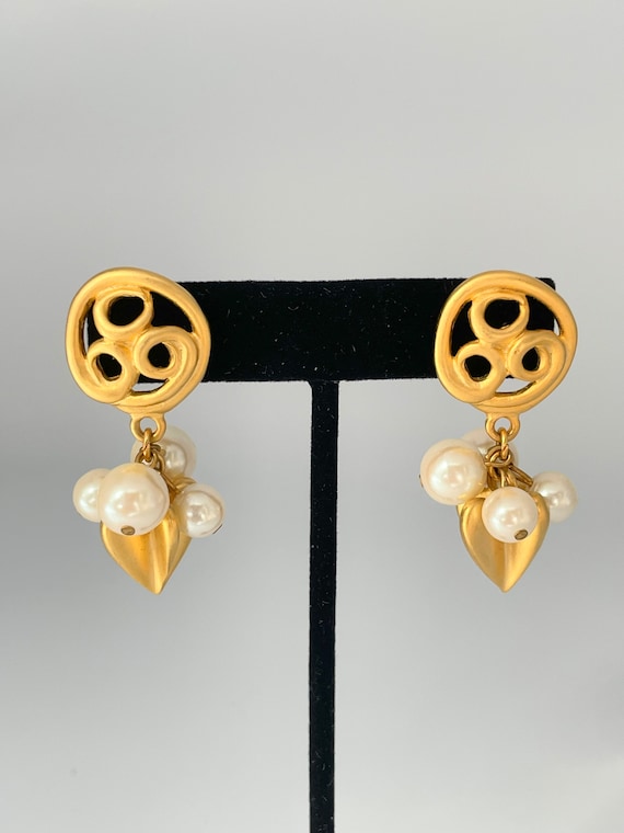 Vintage Gold Pearl Gold Earrings