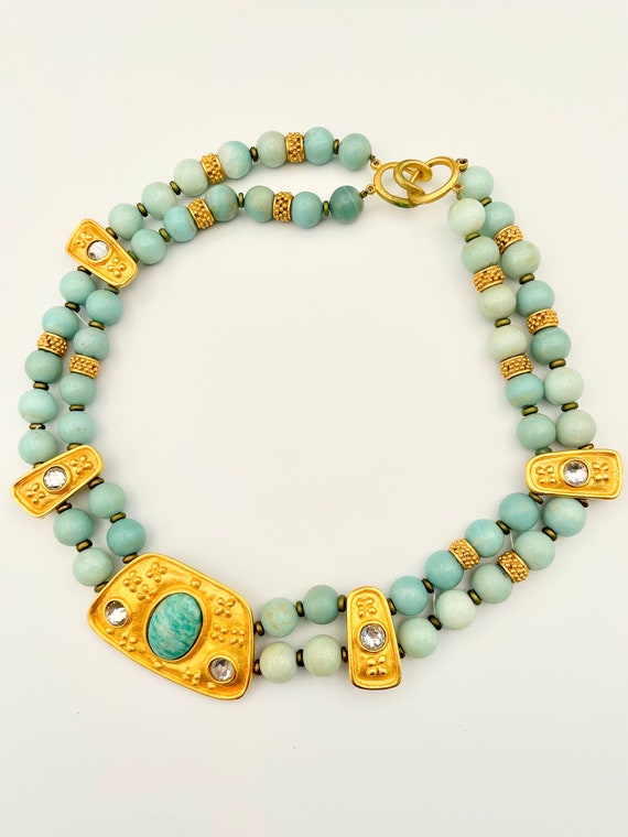 Vintage Leslie Block Etruscan Bead Necklace