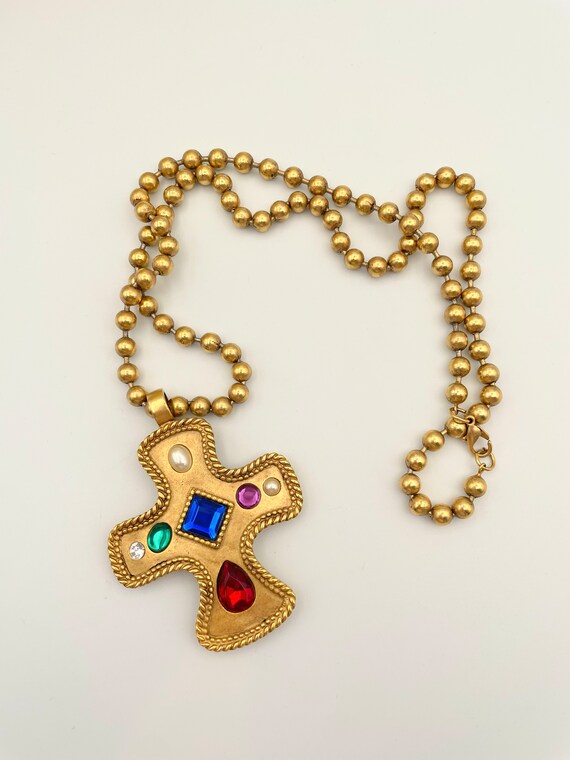 Vintage Maltese Cross Pendant Necklace - image 2