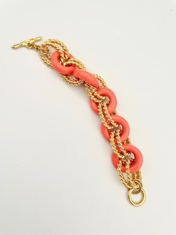 Vintage KJL Coral Link Bracelet - image 2