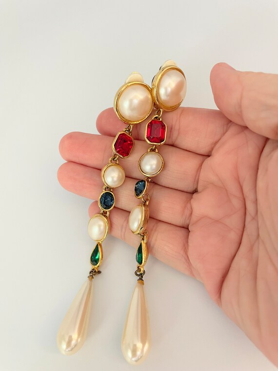 Vintage Long Pearl Drop Earring