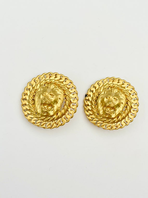 Vintage Matte Gold Lion Earrings