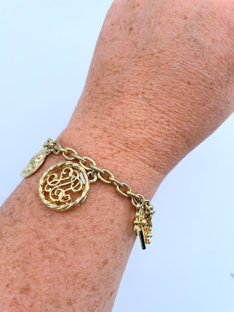 Vintage Gold Charm Bracelet Etsy