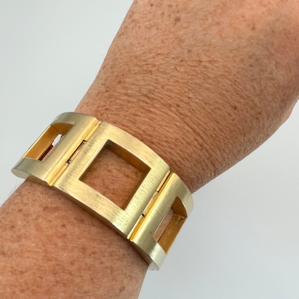 Vintage Satin Gold Square Link Helena Rubinstein Bracelet