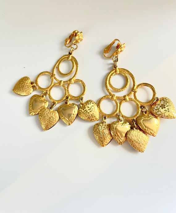 Vintage Gold Heart Charm earrings