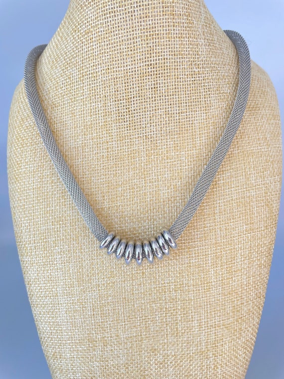 Vintage Silver Mesh collar necklace