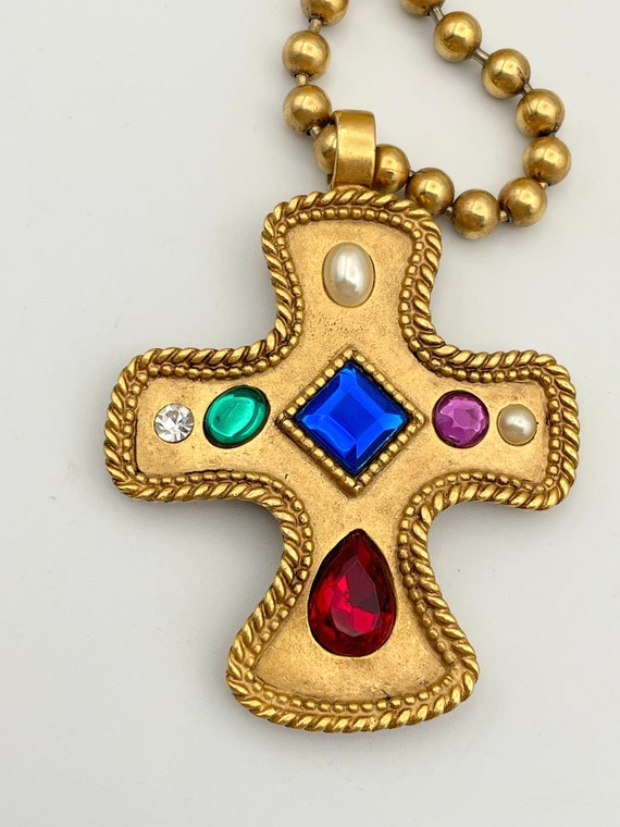 Vintage Maltese Cross Pendant Necklace - image 3