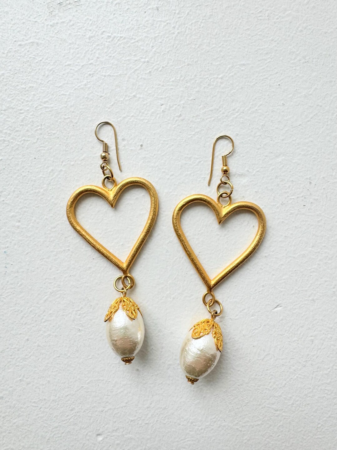 ピアス VINTAGE HOLLYWOOD Essential HeartStone DropEarrings 4BFK513 Vintage Heart and Pearl Drop Earring - Etsy