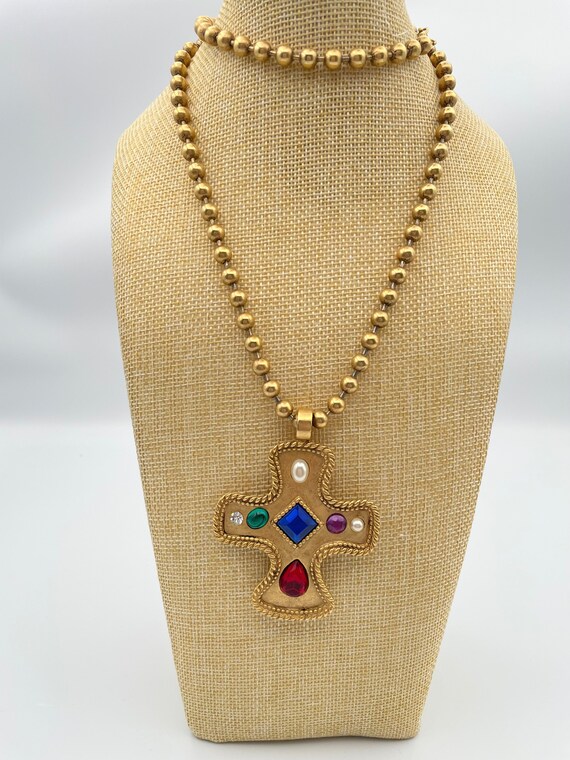 Vintage Maltese Cross Pendant Necklace - image 1