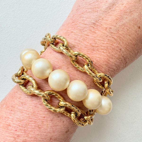 Vintage Pearl & Chain Bracelet