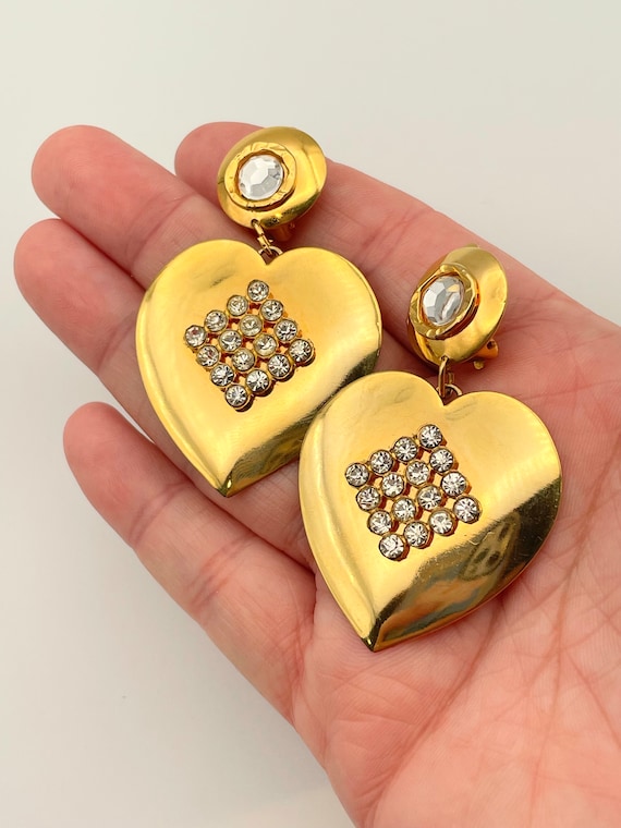 Vintage Gold Heart earrings - image 2