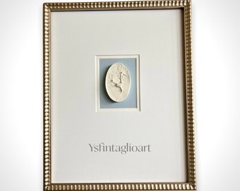Framed Bas Relief Flower Intaglio: Handmade Botanical Art