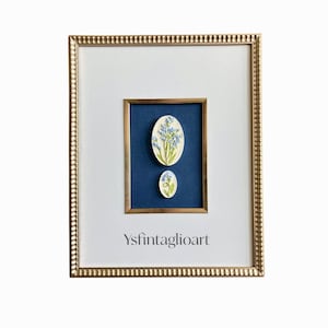 Hand painted pressed flower cast Intaglio framed (Mother’s Day gift,birthday gift holiday gift,home decor)