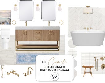 The Camille | Organic Modern Bathroom Design Package | Spa-Inspired Remodel PDF | Instant Download