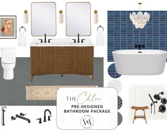 Modern Eclectic Bathroom Design Package: Remodel Planner (Instant Download PDF)