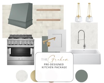 The Graham | Transitional Charm Kitchen Design Package | Remodel Guide PDF | Instant Download Template