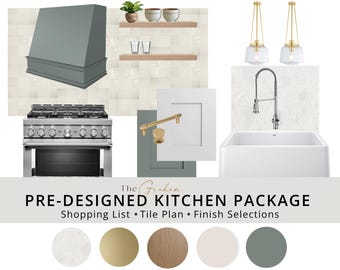 The Graham | Transitional Charm Kitchen Design Package | Remodel Guide PDF | Instant Download Template