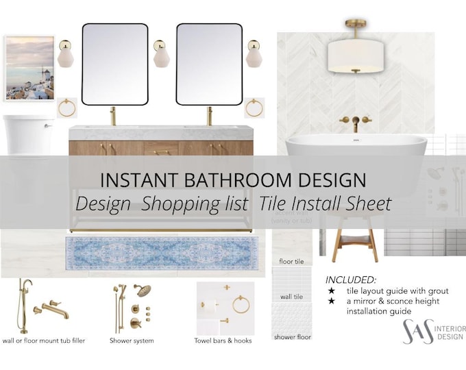 Mid Century Modern Bathroom Design | E-design | Pre-designed Interior ...