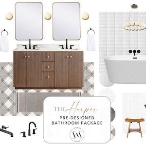 The Harper | Modern Eclectic Bathroom Design Package | Retro Remodel PDF | Instant Download