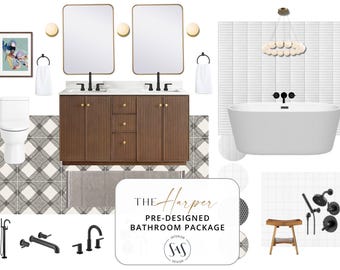 Modern Eclectic Bathroom Design Package: Instant Download Remodel Planner (PDF Guidebook