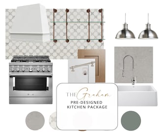 The Grayson | Transitional Charm Kitchen Design Package | Remodel Guide PDF | Instant Download Template