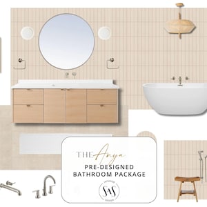 The Anya | Japandi Bathroom Design Package | Organic Modern Remodel PDF | Instant Download