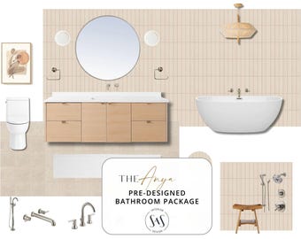 The Anya | Japandi Bathroom Design Package | Organic Modern Remodel PDF | Instant Download