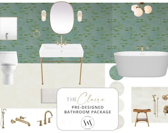 The Claire | Organic Modern Bathroom Design Package | Spa-Inspired Remodel PDF | Instant Download