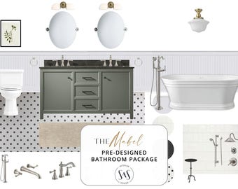 The Mabel | Timeless Vintage Bathroom Design Package | Retro Remodel PDF | Instant Download