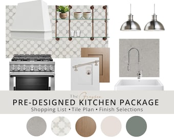 The Grayson | Transitional Charm Kitchen Design Package | Remodel Guide PDF | Instant Download Template