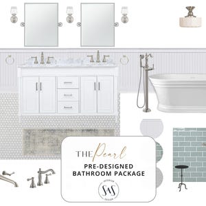 Pärlan | Tidlöst vintage badrumsdesignpaket | Retro renovering PDF | Direkt nedladdning