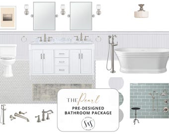 The Pearl | Timeless Vintage Bathroom Design Package | Retro Remodel PDF | Instant Download