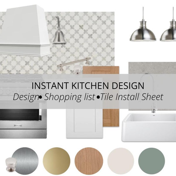 Kitchen Remodel and Redesign Plumbing Cabinet Tile and Lighting Selections and Mood Board Design