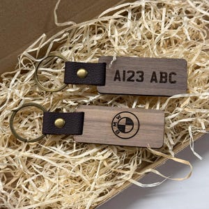 Custom Engraved Car Keychain – Personalised Wooden Keyring with Car Logo, Name, or License Plate | Gift for Car Enthusiasts & Drivers