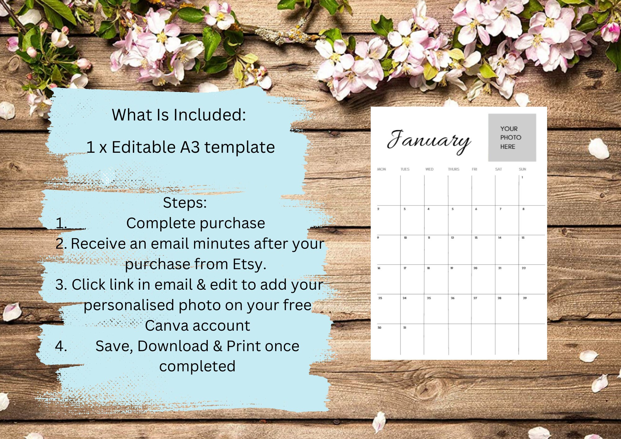 A3 Calendar A3 Planner Printable A3 Digital Prints - Etsy