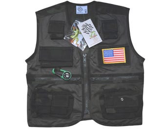 Adventure Vest - Green Camo with American Flag