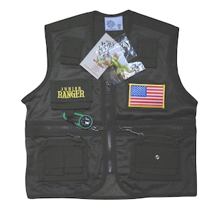 Jr Ranger Vest - Park Ranger Green with American Flag