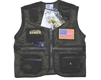 Jr Ranger Vest - Green Camo with American Flag