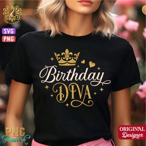 Birthday Diva Svg Png, Birthday Queen Svg, Birthday Girl Svg, Birthday Party Svg, Happy Birthday Svg, Cricut Cut File, Sublimation Png, B12