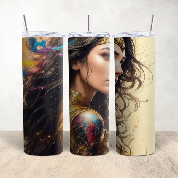 Wonder Woman (Gal Gadot), Gal Gadot Digital Download, Feminism Strong Women, DC Comics 20 oz Skinny Tumbler Sublimation Design, Gift for Her