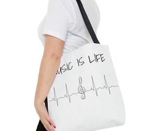 Music Is Life Bag, Music Lover Tote Bag, Music Teacher Bag, Gift For Music Lover, Music Bag, Gift for Music Teacher, Musician Gift, Clef Bag