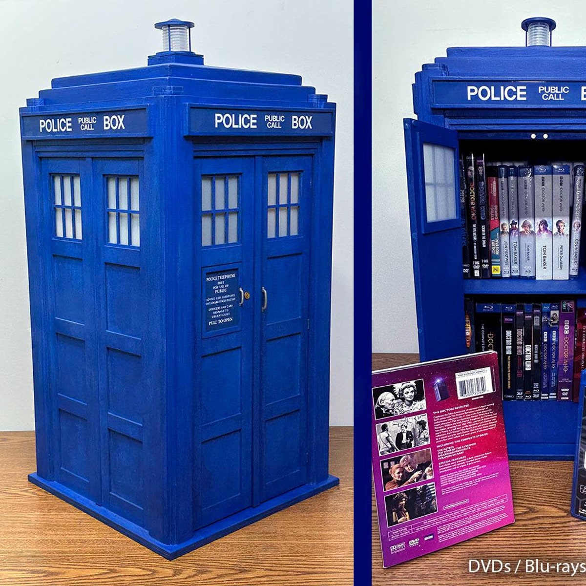 18" or 23" TARDIS Inspired Media Cabinet for Dvds/blu Rays - Police Box - Etsy