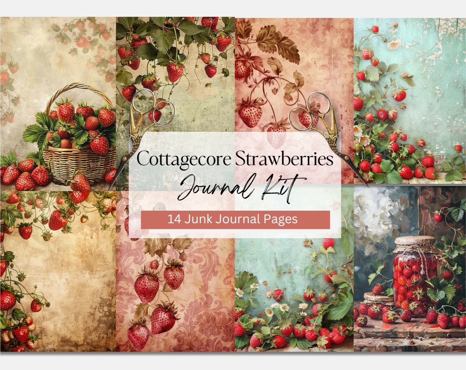 Cottagecore Berries Printable Junk Journal Bundle, Vintage Junk Journal ...