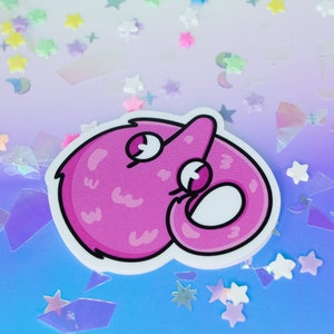 Pink Worm on a String Sticker | Wormcore | Sillycore | 90s Nostalgia | y2k Nostalgiacore | Kidcore | Cutecore | Kawaii Silly Sticker