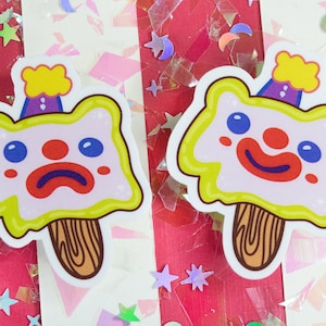 Happy & Sad Frog Clown Melted Ice Cream Sticker Set | Clowncore | Kidcore | Indiecore | Silly | Funny | Cute Clown Stickers