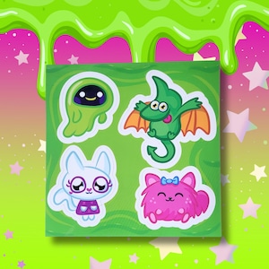 Moshi Monsters Nostalgia 5&quot; Sticker Sheet | Virtual Pet Inspired Monsters y2k Kidcore Stickers