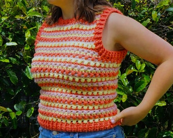 Rainbow Sherbet Top — PDF Crochet Pattern // crochet top // crochet sweater vest, summer, beginner-friendly